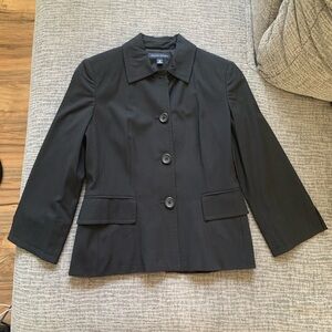 Banana Republic Black 3/4 Length Sleeve Button Up Suit Jacket Size 0